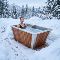 Baignoire de récupération froide pour extérieur en cèdre rouge occidental massif, pour 1 personne, idéale pour jardins et salles de sport intérieures