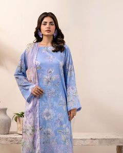 Colección Ssumaira, traje cosido de césped bordado de lujo con parte inferior suave de Cambric y encaje de Organza - Product Image 5