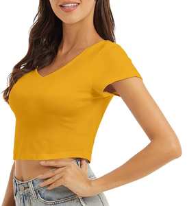 2025 buena venta de camisetas cortas informales transpirables para mujer con logotipo personalizado y botón al por mayor ropa de verano - Product Image 1