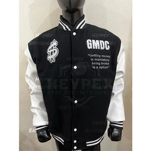 Vestes universitaires coupe-vent personnalisées pour hommes avec col montant et manches en cuir – Collection Hiver (Vente en gros) - Product Image 1