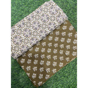 Jaipuri ผ้าฝ้ายแท้พิมพ์ลายพื้นเมืองเสื้อและด้านล่างฟรีไซส์ (SHKSS1023) - Product Image 1