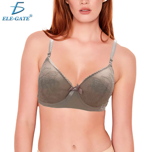 Reggiseno a Coppa Intera in Pizzo da Donna, Morbido e Traspirante, Senza Ferretto, Push-Up, Chiusura Frontale Regolabile, Imbottitura Sottile - Product Image 1
