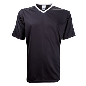 Maillots de football noirs unis à col en V en polyester, uniforme de sport pour équipes adultes, mode, tailles OEM, taille personnalisée, maillots d'équipe - Product Image 1
