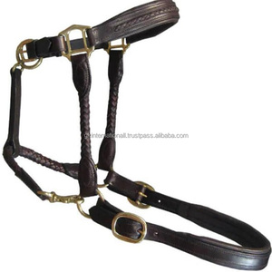 Cabestro de caballo acolchado suave de cuero marrón Havana con diseño trenzado a mano y herrajes ajustables de latón macizo en todos los tamaños personalizados - Product Image 3