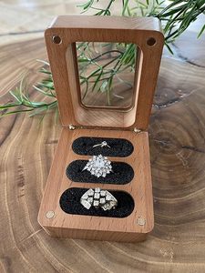 Boîte à bagues en papier recyclable Boîte à bagues de fiançailles en bois personnalisée avec design unique et doublure en velours doux Boîte à bagues en bois faite à la main - Product Image 5