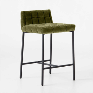 Chaise de salle à manger capitonnée industrielle en cuir vert et en fer pour la maison, le bureau, le restaurant, le café, l'entrepôt, durable et écologique - Product Image 2