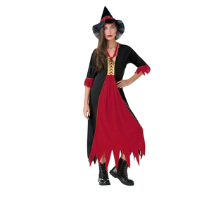 Costume da Cosplay di strega rossa per adulti vestito a tema di Halloween e fantasia per feste e giochi di ruolo - Product Image 1
