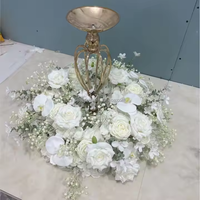 Guirlande de roses blanches artificielles de 50 cm et 60 cm, petite boule de fleurs, centre de table pour décoration de mariage - Vente chaude