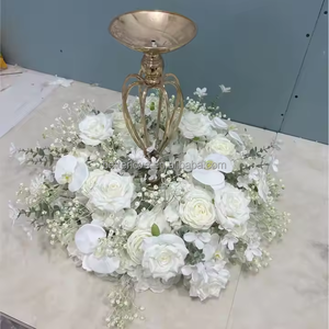 Guirlande <span class=keywords><strong>de</strong></span> roses blanches artificielles <span class=keywords><strong>de</strong></span> 50 cm et 60 cm, petite boule <span class=keywords><strong>de</strong></span> fleurs, centre <span class=keywords><strong>de</strong></span> table pour décoration <span class=keywords><strong>de</strong></span> mariage - Vente chaude - Product Image 3