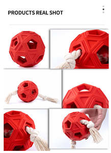 Balle interactive pour animaux de compagnie en caoutchouc moderne et durable, balle à friandises, jouet à mâcher pour chien, puzzle pour cacher les aliments, balle pour nettoyer les dents - Product Image 6