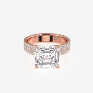 แหวนทอง 9K ประดับเพชรโมอิสซาไนต์ทรง Asscher Cut แบบสามชั้น คอลเลคชั่นแหวนโมอิสซาไนต์สุดหรู - Product Image 6