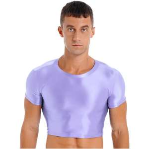 <b>Men's</b> Microfiber <b>Crop</b> <b>Top</b> Stylish Slim Fit Gym Workout Tee for Summer Casual Wear Fashionable Microfiber Material - Product Image 6