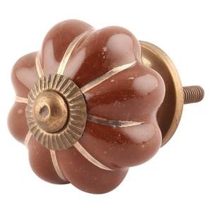 Tiradores de cerámica de un solo orificio para cajón, tiradores de armario sólido de calabaza con placa trasera, SCMK-177 de 3,81 cm, color marrón, venta al por mayor - Product Image 3