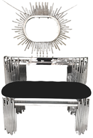 Table console moderne de luxe en acier inoxydable avec plateau en verre transparent, finition et dimensions personnalisables pour salon, décoration intérieure, coiffeuses avec miroir
