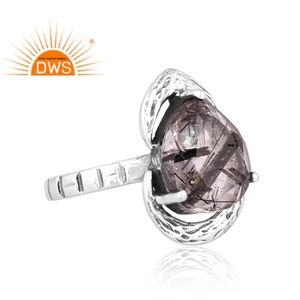 Anillo apilable de piedras preciosas de rutilo negro Natural de plata de ley oxidada superventas, joyería personalizada para mujer, regalo para ella - Product Image 3