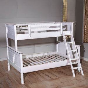 Lit superposé blanc au design moderne Dakota, en bois de caoutchouc massif, extensible et peu encombrant - Product Image 1