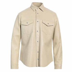 OEM haute qualité hommes chemises en cuir respirant personnalisé manches longues col rabattu décontracté écologique hiver - Product Image 4