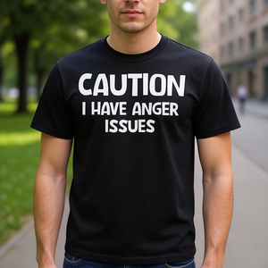 Maglietta con battito di gioco sarcastico: Attenzione per chi ha problemi di rabbia - Product Image 3