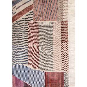 Alfombras Manchaha Les-5060(Cm-01) Tejidas a Mano con Lana y Seda de Bambú en Patrón de Parches Rojo y Naranja para Uso Doméstico - Product Image 1