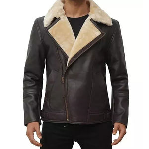 2025 flambant neuf hommes classique hiver veste de haute qualité en cuir de mouton véritable revers col noir personnalisé hommes vestes - Product Image 1