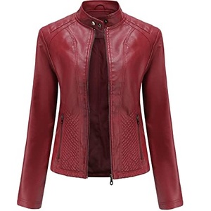Nueva chaqueta de piel sintética de invierno de Color sólido personalizada para mujer, ajustada para trabajar al aire libre, moda en blanco con cremallera, chaquetas de cuero auténtico 2025 - Product Image 3