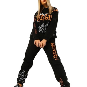 PRO ENTERPRISES Conjunto Deportivo con Capucha 2 en 1 para Mujer, 100% Algodón Transpirable, Estampado, Cintura Elástica, Largo Completo, para Invierno - Product Image 1