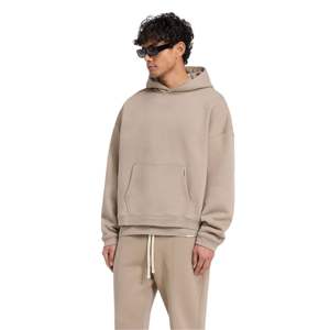 Inicial Boxy Pullover Hoodie Dune Heavyweight 500gsm Oversized Fit Mangas anchas Minimal Branding Streetwear Moda - Product Image 5