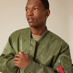 Blouson bomber en satin pour homme, col montant, taille personnalisée, logo, coupe-vent, couleur verte, motif uni, streetwear, vente en gros OEM - Product Image 6