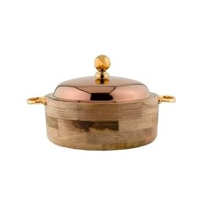 Couvercle en métal poli argenté servant une casserole de buffet Culture du Moyen-Orient Style arabe Casserole de corps en bois Hotpot - Product Image 6