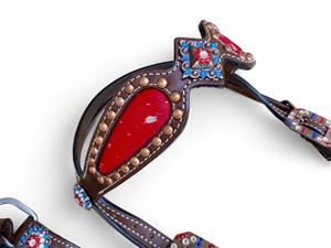 Ensemble équestre Western personnalisé argentine cuir tête de cheval ensemble de plaques de poitrine lavage à l'acide cheveux cuir incrusté décoré tête - Product Image 3