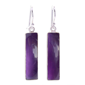 <b>Top</b> Selling Bohemian Fine Ethnic Dangle Earrings 925 Solid Sterling <b>Silver</b> Baguette Shape Amethyst Gemstone Pure 925 Sterling - Product Image 6