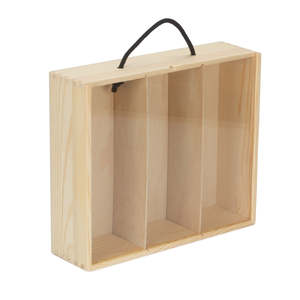 Estuche de transporte de madera de pino con tapa acrílica para 4 botellas de cerveza para fiestas - Product Image 1