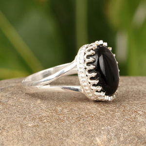 Anillo de Ónice Negro Natural en Oferta, Plata de Ley 925, Joyería Bohemia Minimalista, Regalo de Compromiso o Aniversario para Mujer - Product Image 1