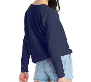 Sudadera de Gran Tamaño con Cuello Redondo y Hombros Caídos, Lisa, de Felpa, de Algodón y Poliéster para Mujer, Venta al por Mayor - Product Image 5