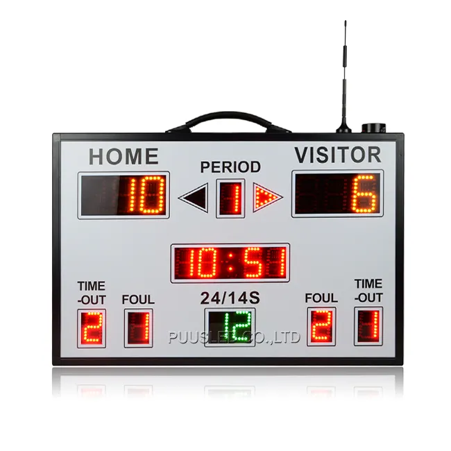 Papan Skor basket elektronik portabel warna merah led mini papan skor digital led dengan jam menembak untuk permainan olahraga dan gym