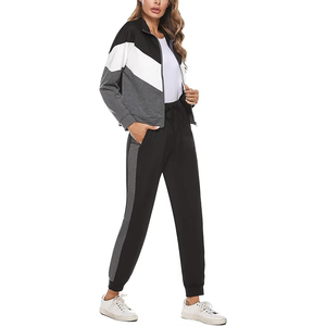 2025 chándal de algodón de alta calidad con logotipo personalizado para mujer, cremallera completa, bloque de Color, Jogging, deporte, ajustado, colores personalizados, Invierno - Product Image 3