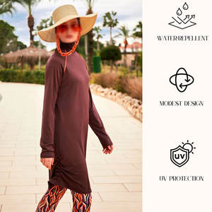 Traje de baño modesto transpirable cómodo Traje de baño modesto sostenible Traje de baño modesto de color sólido - Product Image 3