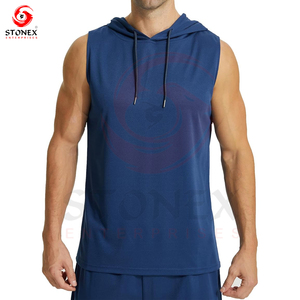Entraînement de haute qualité pour hommes à capuche sans manches 100% coton Gym Bodybuilding Muscle Cut Off Hoodies - Product Image 1