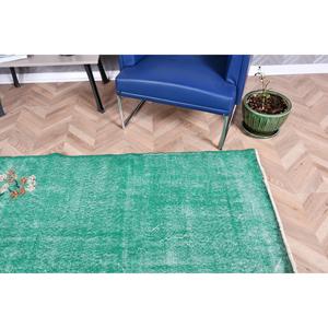 Tapis turc vintage 5,8x9,1 pi (177x277 cm) en laine verte patchwork avec envers en latex - Product Image 5