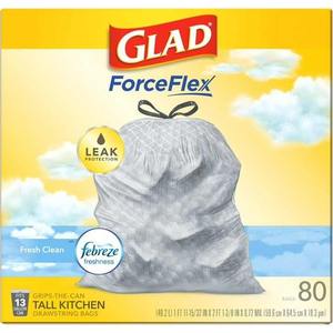Glad 13 Gallon Tall Kitchen Trash Bags, OdorShield, Fresh Clean, 80 Bags - Product Image 1