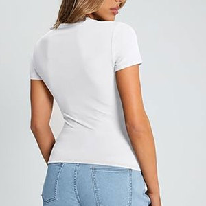 T-shirt pour femme été hauts à manches courtes mode basique décontracté t-shirts - Product Image 5