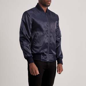 Blouson Bomber MA-1 Bleu Imperméable Zippé Vintage Streetwear Motif Brodé XS Printemps Décontracté Aviateur Spandex - Product Image 2