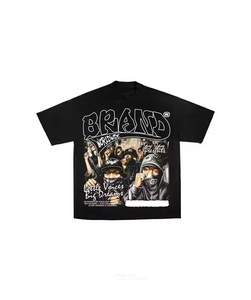 2025 logotipo personalizado Hip Hop camiseta 300gsm francés Terry muy desgastado rasgado DTG impresión moda Hip Hop hombres camisetas - Product Image 2