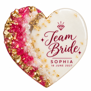 Imanes de Resina Epoxi con Forma de Corazón Personalizados, Recuerdos de Boda para el Equipo de la Novia, Regalos para la Fiesta de Despedida de Soltera, Nombres y Fechas Personalizados, Múltiples Opciones de Color - Product Image 1