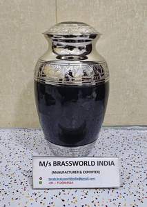 Urna Funeraria de Latón Hecha a Mano para Cenizas, Estilo Americano, Acabado Azul Dorado, Capacidad de 220 Pulgadas Cúbicas, Suministros Funerarios Personalizables - Product Image 2