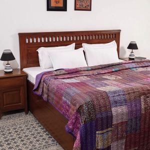 Edredones de retazos Vintage indios, edredones de seda bohemios para decoración del hogar, manta Reversible Kantha, colcha de cama Bohemia - Product Image 5