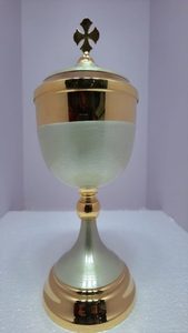 Ciborium โลหะคลาสสิกสำหรับบ้านโบสถ์ผลิตภัณฑ์รอบแก้วไวน์เงินและสีทองความแปลกใหม่โกธิคทุบของขวัญสินค้า - Product Image 4