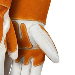 Gants de soudage MIG TIG en cuir de vachette de qualité supérieure, résistants à la chaleur, de qualité A, à long manche - Product Image 5