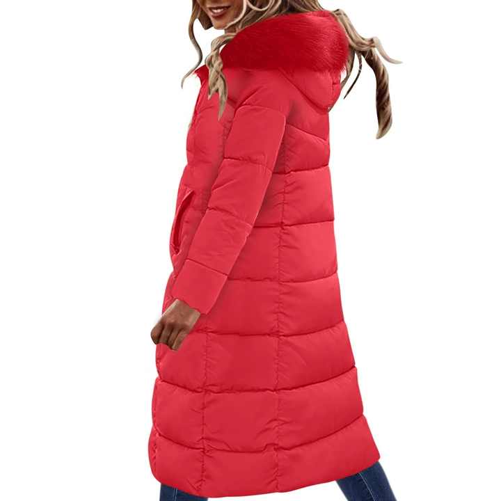 Autumn and Winter Warm Fashion Puffer Jacket Women High Neck Hooded Zipper Design Cotton-Padded Coat
