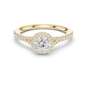 Bague de fiançailles halo avec diamant de laboratoire rond brillant de 1,124 carats, clarté VVS-VS EF, or 18 carats, 14 carats, 10 carats et argent 925, moissanite - Product Image 1